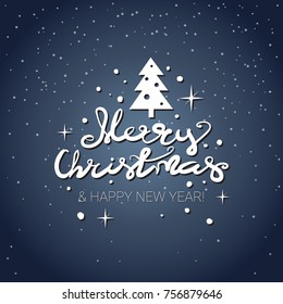 Merry Christmas Lettering Design Holiday Card Icon Winter Holiday Decoration Sign Vector Illustraion