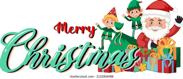 Merry Christmas lettering design on white background illustration