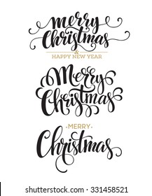 Merry Christmas Lettering Design Set. Vector illustration EPS10