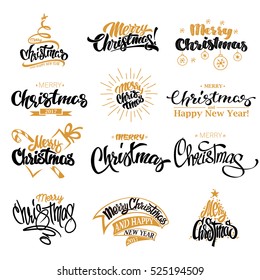 Merry Christmas Lettering Design Set