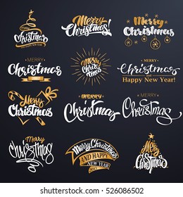 Merry Christmas Lettering Design Set