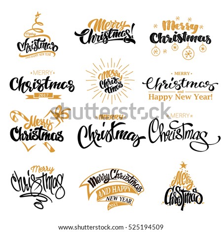 Merry Christmas Lettering Design Set Stock Vector (Royalty Free) 525194509 - Shutterstock