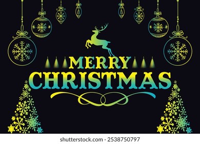 Merry christmas lettering design template