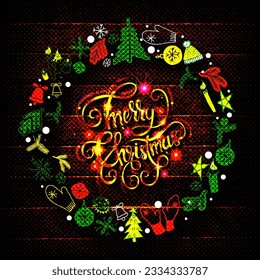 Merry Christmas Lettering Design. Vector illustration. EPS 10