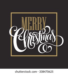 Merry Christmas Lettering Design. Vector illustration EPS10