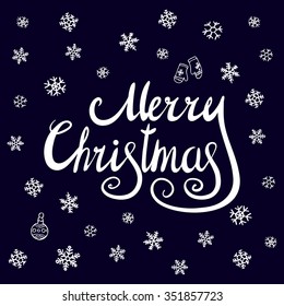 Merry Christmas lettering design. Vector illustration EPS10 snowflake art
