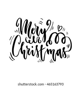 Merry Christmas Lettering Design. Vector illustration EPS10. Handwritten Merry Christmas