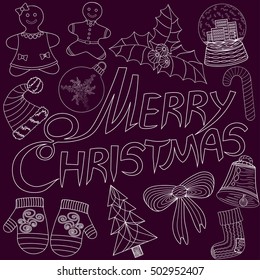 Merry Christmas Lettering Design. Vector illustration EPS10
