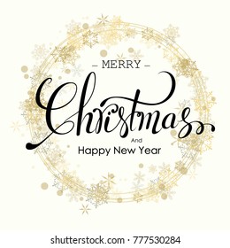 Merry Christmas Lettering Design. Vector illustration. EPS 10