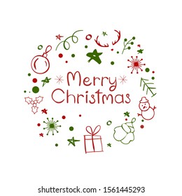 Merry christmas  lettering design. Xmas calligraphy text quote for holiday greeting card. 