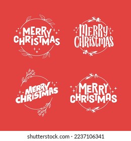 Merry christmas lettering design. Xmas holidays decoration badge.