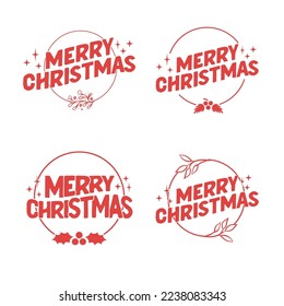 Merry christmas lettering design. Xmas holidays decoration badge.