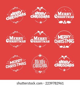 Merry christmas lettering design. Xmas holidays decoration badge.