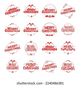 Merry christmas lettering design. Xmas holidays decoration badge.