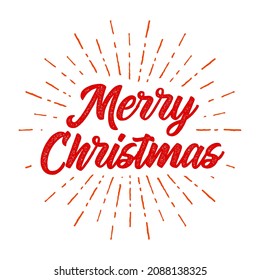 Merry Christmas lettering element. Winter holiday design label.