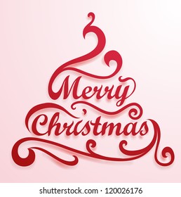  Merry Christmas lettering, and floral decoration elements .Vector card design.