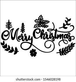 Merry christmas, lettering font text card. Vector illustration isolated background.