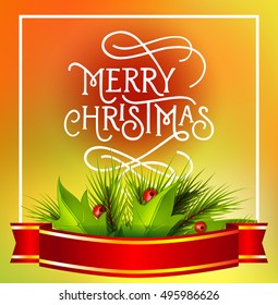 Merry Christmas Lettering in Frame