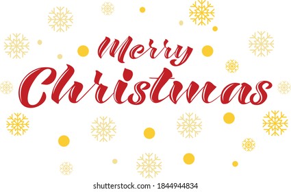 Merry Christmas lettering with gold snowflakes