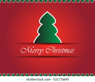 Merry Christmas lettering green tree background