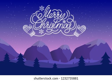 Merry Christmas lettering for greeting card and posters. Hand drawn inscription, calligraphic design. Vector illustration