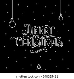 Merry Christmas lettering. Christmas Greeting Card. Hand drawn vector illustration.