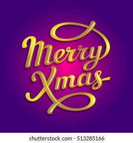 Merry Christmas lettering greeting card design