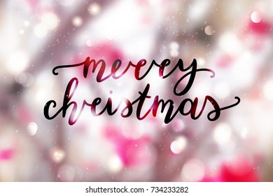 merry christmas lettering, greeting card with handwritten text