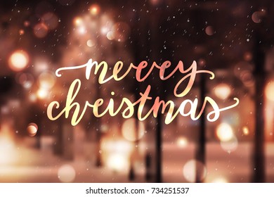 merry christmas lettering, greeting card with handwritten text