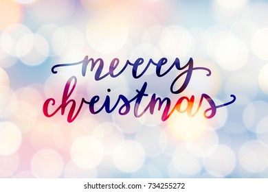 merry christmas lettering, greeting card with handwritten text