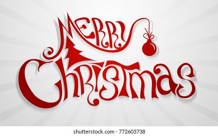 Merry Christmas lettering greeting card.