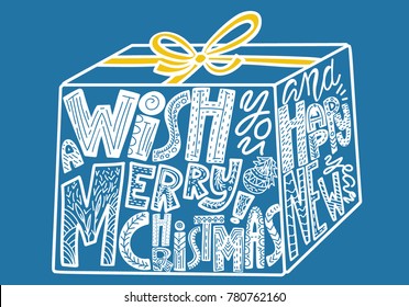 Merry Christmas lettering for greeting card, posters, banner, website, header, certificate, t-shirts. Hand written Christmas and New Year vector lettering. Design for winter holidays 2018.