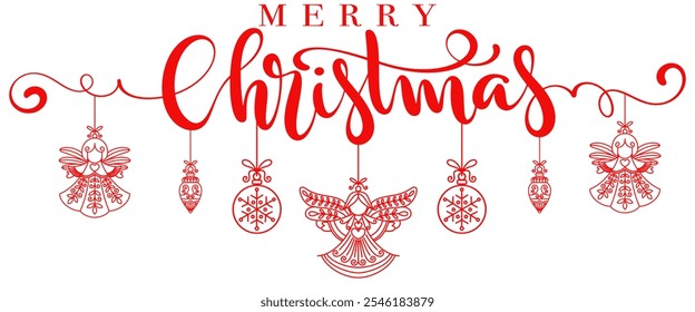 Feliz Natal, Feliz Natal mão caligrafia isolado em fundo transparente. Elemento de ilustração de feriado vetorial. Caligrafia feliz script de Natal