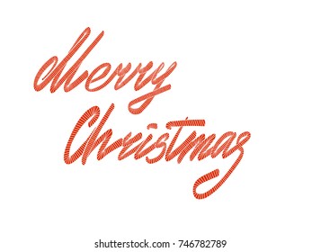 Merry Christmas lettering hand drawn. Christmas greeting card. Embroidery pattern. Vector illustration.
