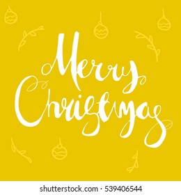 Merry Christmas lettering. Handdrawn Vector illustration
