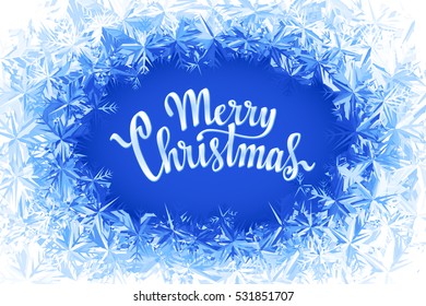 Merry Christmas Lettering in ice frame