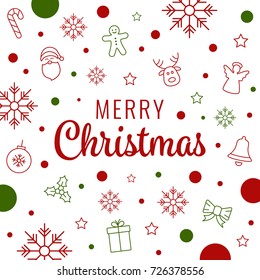 Merry Christmas lettering icon elements background