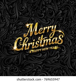 Merry Christmas Lettering for Invitation and Greeting Card. Hand Drawn Inscription, Calligraphic Design