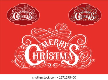 Merry Christmas. lettering, logo, original font composition, red, drawing, vector image
