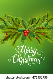 Merry Christmas Lettering and Mistletoe