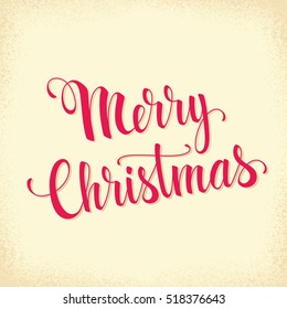 Merry Christmas lettering. Old grunge paper background