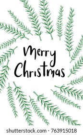 merry christmas lettering on floral background and wreath

