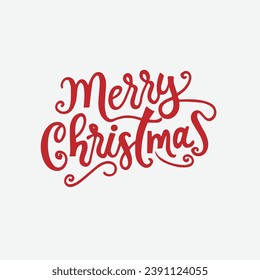 Merry Christmas Lettering on red color