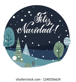 Merry Christmas Lettering on spanish language. Las Vegas. Elements for invitations, posters, greeting cards. T-shirt design. Seasons Greetings.