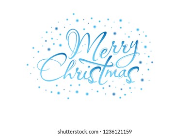 Merry Christmas lettering on white background. Christmas design element. Handwritten text, calligraphy. For greeting cards, advertisements, leaflets, brochures, invitations, posters or banners.