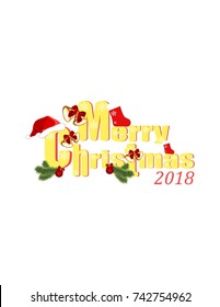 Merry Christmas lettering on white background
