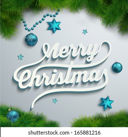 Merry Christmas lettering over holiday background