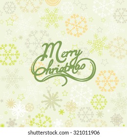 Merry Christmas lettering over snowflakes background