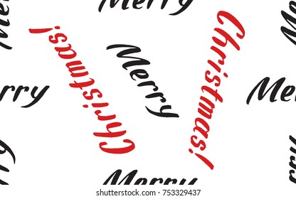 Merry Christmas - Lettering Pattern. Hand written Text made in Vector. Texture for cards, wrapping, textile