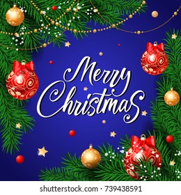 Merry Christmas lettering with pearl